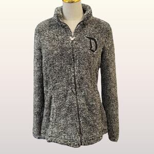 NEW Disneyland Zip-Up Jacket Women's Size Large Gray Fleece Sherpa Disney Parks